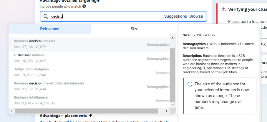 Meta ads decision makers targeting