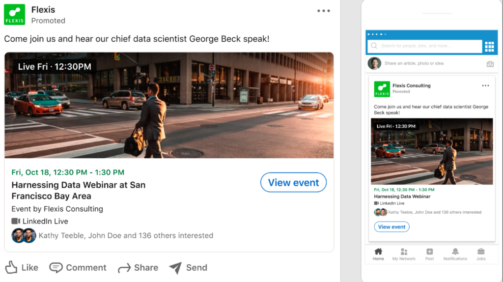 Linkedin event ads example